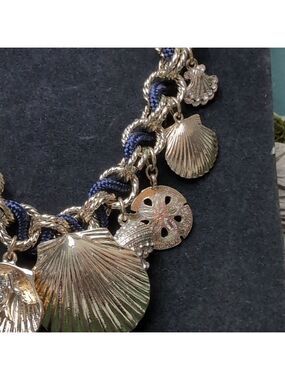 Shells & Sand dollars Nautical Woven chain Charm Necklace